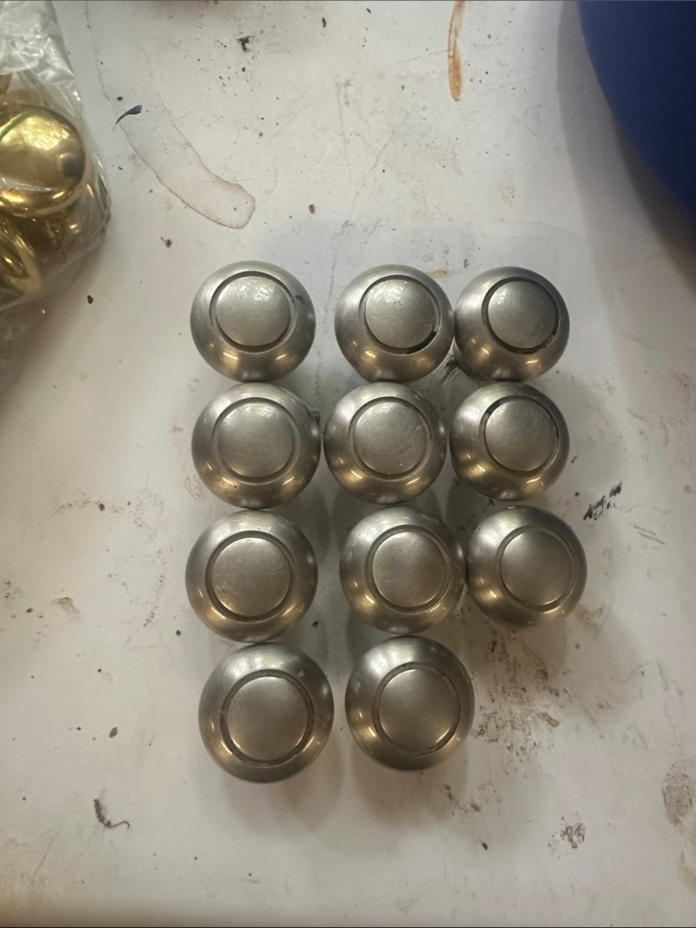 Set of 11 Brushed Nickel Cabinet Knobs